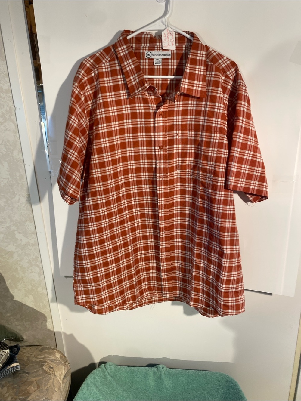 Recollections Red and White Plaid Short-Sleeve Button-Down Shirt